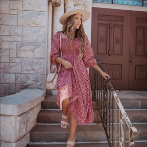 Red Floral Boho Dress